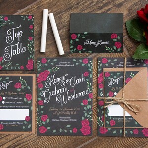 Personalised CHALKBOARD ROSE place cards image 2