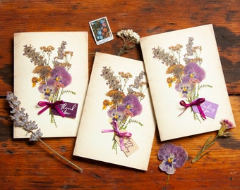 PERSONALISED Pressed Flower Bouquet A6 Greetings Card
