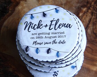 RUSTIC STARRY NIGHT design - Save the Date / Wedding Favour Magnets