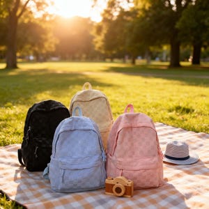 Handmade Corduroy Backpack with Custom Embroidered Name, Large Capacity School Bag for Kids, Harajuku Style Personalized Student Knapsack