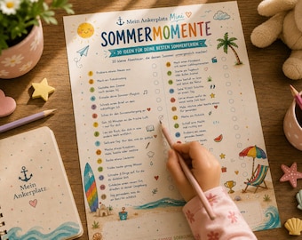 Kinder Sommermomente  | 30 Sommerideen zum Abhaken | Ferien Bucket List | Beschäftigung in den Sommerferien | Printable PDF |