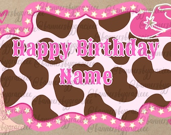 3x5 Cowgirl theme birthday template