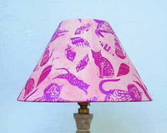Hand screen printed organic cotton coolie lampshade
