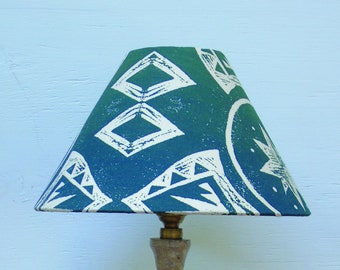 Hand screen printed organic cotton coolie lampshade