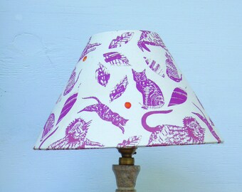 Hand screen printed organic cotton coolie lampshade