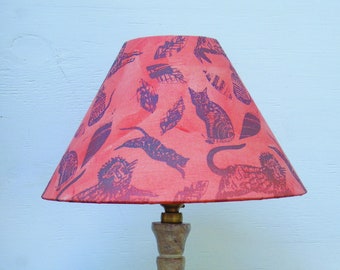 Hand screen printed organic cotton coolie lampshade