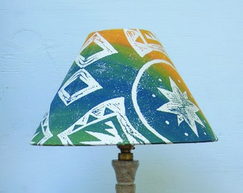 Hand screen printed organic cotton coolie lampshade