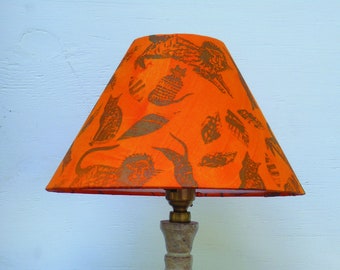 Hand screen printed organic cotton coolie lampshade