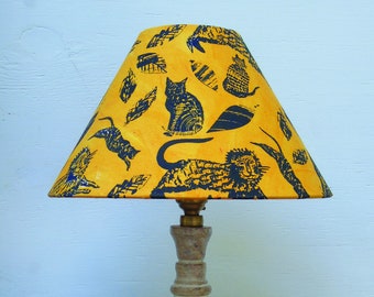 Hand screen printed organic cotton coolie lampshade