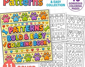 Bold & Easy Patterns Coloring Book | Printable PDF | Simple Designs | Instant Download