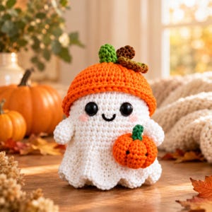 Halloween Plushie Pumpkin Ghost Amigurumi Pattern Cute Spooky Amigurumi PDF Download Easy Crochet Pattern
