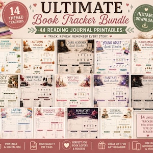 Ultieme boektrackerbundel | 14 afdrukbare dagboeken voor lezen