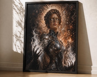 Lámina artística de Nesta Archeron, arte mural de Valkyrie (descarga digital), Trono de Cristal, merchandising de Sarah J. Maas, Nessian