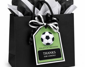 10 x personalised football gift tags green football party bag tags favours party bag labels football party favours