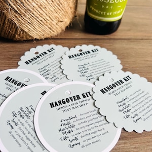 15 cartoncini opachi verde salvia, bomboniere per addio al nubilato, etichette per kit di sopravvivenza, etichette per postumi di una sbornia, etichette per kit per addio al nubilato