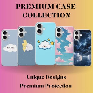 Cute Cloud Aesthetic Phone Case for iPhone 17 Pro Max, 16e, 15, 14, 12 Samsung S25 Ultra, S24 FE, A56, Pixel 10 XL, 9a, 8, 7, 6