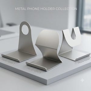 3 Modern Metal Phone Holder Plans | DXF Files for Laser Cutting | Sculptural Desk Phone Stand Template Bundle | Instant Digital Download