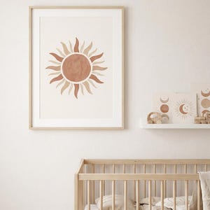 Boho Celestial Nursery Prints Set of 6 | Sun Moon Rainbow Wall Art | Neutral Gender Neutral Nursery Decor | Printable Digital Download