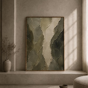 Olive Terrain – Olive Green Textured Abstract Wall Art | Modern Printable Neutral Decor