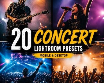20 Concert Lightroom Presets | Neon Night Club, Live Music and Festival Photography Filters, Mobile and Desktop (Digital Download)