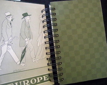 Travel journal blank book diary planner Europe travels Victorian novel altered book France England gift for traveler