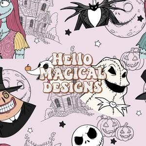 Skeleton Pumpkin NBC Halloween Seamless Pattern for Fabric Sublimation