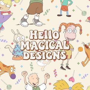 Patrón sin costuras de personajes de dibujos animados de los 90 para sublimación de tela, descarga digital.