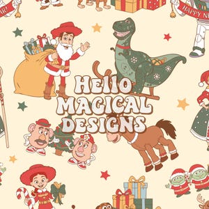 Patrón sin costuras de Amigos de la Historia de Navidad, archivo repetitivo de Amigos de los Juguetes de Navidad