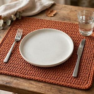 Rectangular Crochet Placemat Pattern | Linen Stitch Table Mat PDF, Modern Farmhouse Kitchen Decor, Beginner Friendly