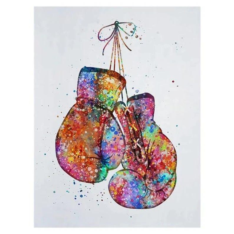 Watercolor Boxing Gloves Canvas Print: Colorful Sports Wall Art - Etsy