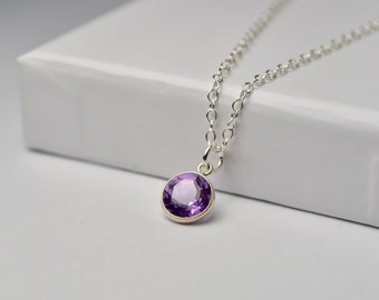 Amethyst Necklace, February Birthstone Necklace, Gem Necklace, Amethyst Jewelry, Amethyst Pendant Necklace, Wife Gift, For Women
