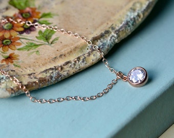 Dainty rose gold necklace, Rose gold pendant, Solitaire, Wife gift, Best selling items, Rose gold jewellery, Rose gold cubic zirconia