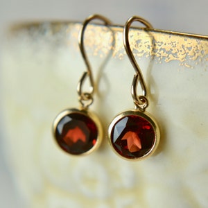 REDUCED Garnet drop earrings with gold fill hooks