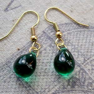 REDUCED Teardrop earrings, Dark green, Green wedding UK image 3