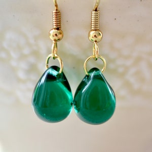 REDUCED Teardrop earrings, Dark green, Green wedding UK image 4