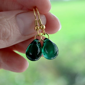 REDUCED Teardrop earrings, Dark green, Green wedding UK image 8