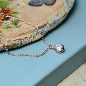 Dainty rose gold necklace, Rose gold pendant, Solitaire, Wife gift, Best selling items, Rose gold jewellery, Rose gold cubic zirconia image 7