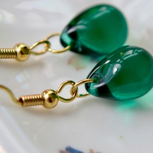 REDUCED Teardrop earrings, Dark green, Green wedding UK image 6