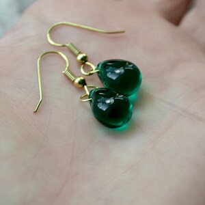 REDUCED Teardrop earrings, Dark green, Green wedding UK image 9