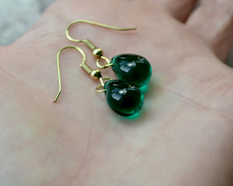 REDUCED Teardrop earrings, Dark green, Green wedding UK image 9