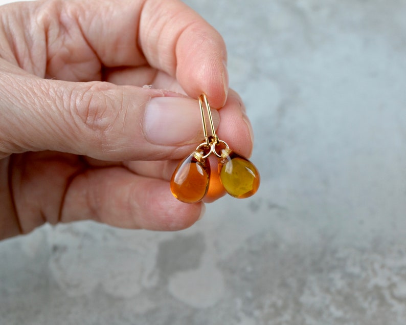 Yellow earrings, Tear drop earrings, Yellow teardrops image 4