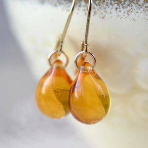 Yellow earrings, Tear drop earrings, Yellow teardrops image 7