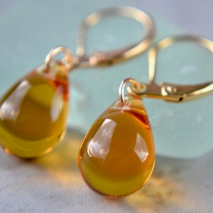 Yellow earrings, Tear drop earrings, Yellow teardrops image 6