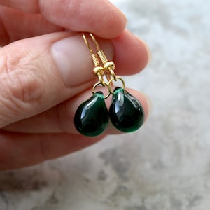 REDUCED Teardrop earrings, Dark green, Green wedding UK image 7