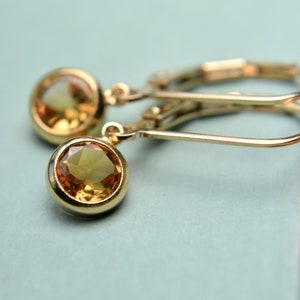 REDUCED Dainty citrine earrings with gold filled leverbacks, November birthstone jewellery