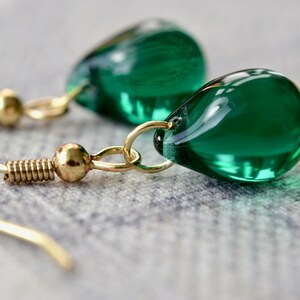 REDUCED Teardrop earrings, Dark green, Green wedding UK image 2