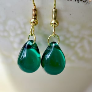 REDUCED Teardrop earrings, Dark green, Green wedding UK