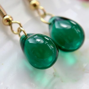 REDUCED Teardrop earrings, Dark green, Green wedding UK image 5