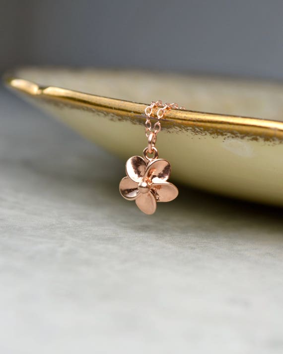 Rose Gold Flower Necklace Flower Pendant Necklace Dainty