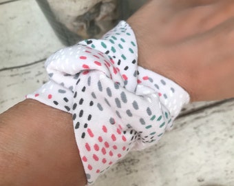 Boho wide bracelet Tattoo Cover Up Wrist Cuff, Stretch Fabric